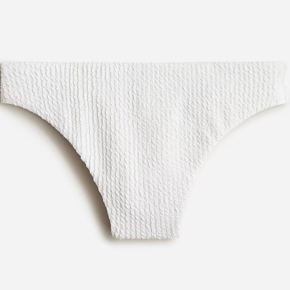 NWT J. Crew White Scrunchie Textured Curved Waist Cheeky Bikini Bottom Sz M - Picture 1 of 14